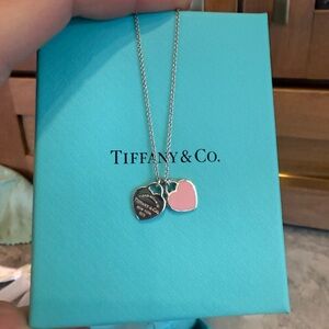 NEW!! Tiffany & Co. Silver and Pink Heart Necklace in gifting condition!!